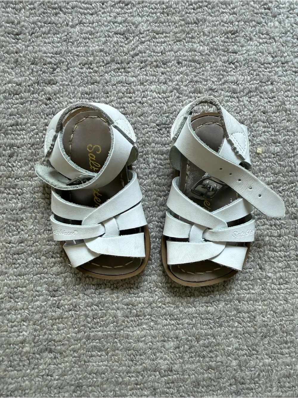 Salt Water sandals, White Toddler size 3